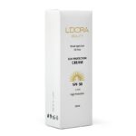 جعبه کرم ضدآفتاب بدون رنگ و فاقد چربی SPF50 لدورا 100 میلی لیتر