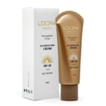 محصول همراه با جعبه کرم ضدآفتاب بدون رنگ و فاقد چربی SPF50 لدورا 100 میلی لیتر