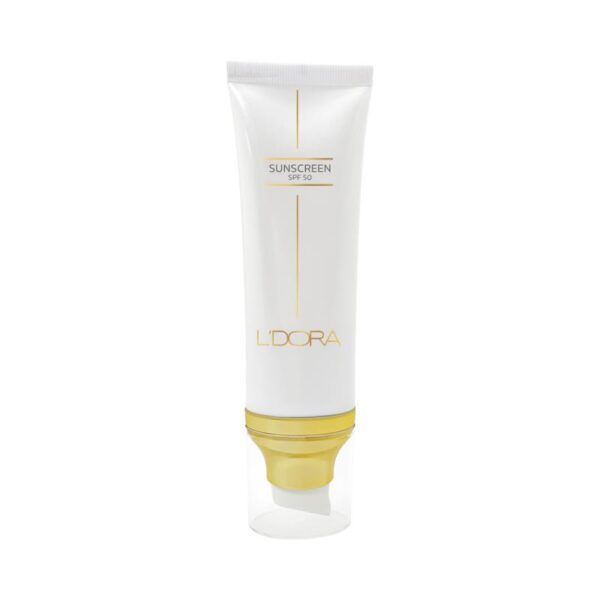 کرم ضدآفتاب SPF50 بی رنگ مناسب انواع پوست لدورا کر ۸۰ میلی لیتر